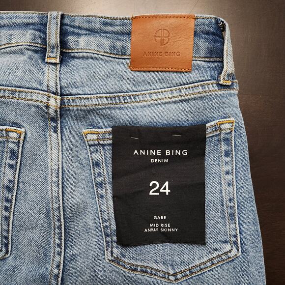 NWT Anine Bing Gabe Mid Rise Skinny Ankle Jeans Size 24 - Picture 9 of 9
